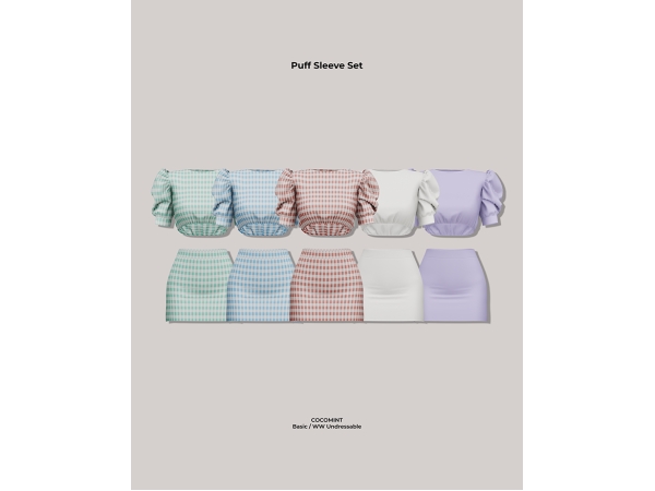 Alpha [cocomint] Puff Sleeve Set - The Sims 4 Custom Content