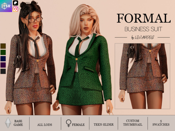 Alpha FORMAL SUIT MINI SKIRT by linavees - The Sims 4 Custom Content