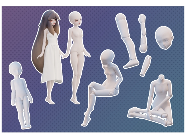 Mix BJD Dolls Studio Decor 7 decorative objects - The Sims 4 Custom Content