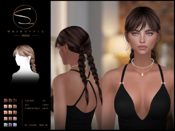 Alpha S CLUB double braids hairstyle Club by S - The Sims 4 Custom Content