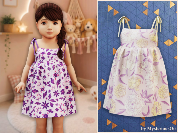 Alpha Toddler Cute floral flare dress by MysteriousOo - The Sims 4 Custom Content