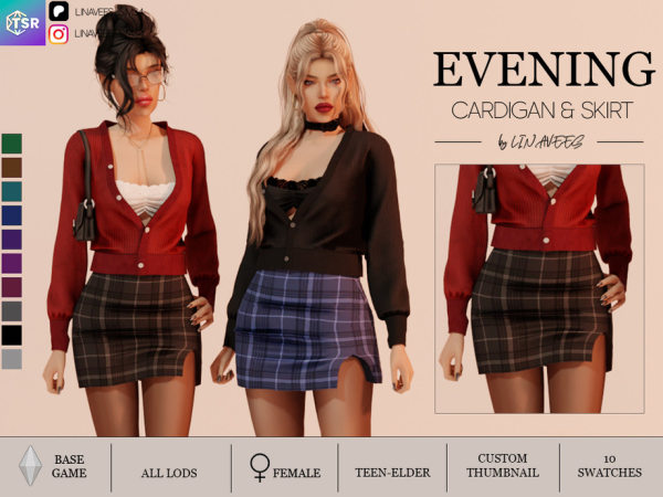 Alpha EVENING MINI SKIRT by linavees - The Sims 4 Custom Content