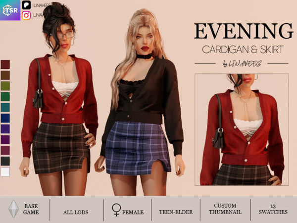 Alpha EVENING CARDIGAN by linavees - The Sims 4 Custom Content