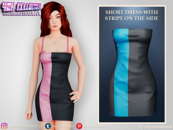 Alpha Y2K Short dress with stripe on the side by MysteriousOo - The Sims 4 Custom Content