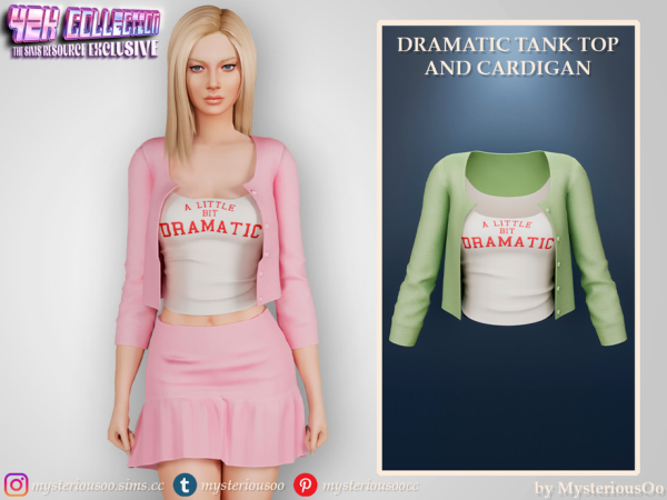 Alpha Y2K Dramatic tank top and cardigan by MysteriousOo - The Sims 4 Custom Content