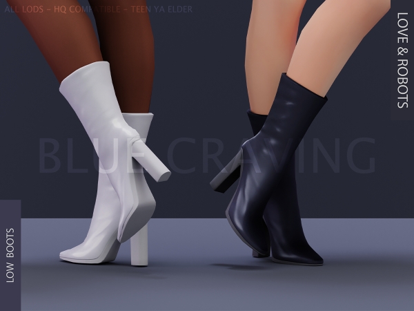 Alpha Blue Craving Low Boots - The Sims 4 Custom Content