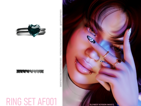 Alpha Ring Set AF001 - The Sims 4 Custom Content
