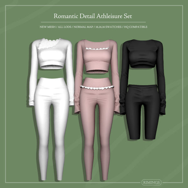 Alpha [RIMINGS] Romantic Detail Athleisure Set by simsfinds - The Sims 4 Custom Content