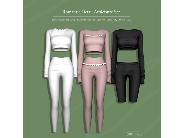 Alpha [RIMINGS] Romantic Detail Athleisure Set - The Sims 4 Custom Content