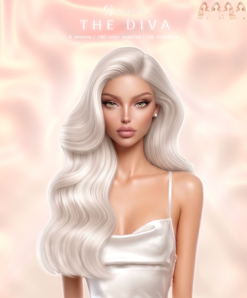 Alpha The Diva Hairstyle by greenteahoney - The Sims 4 Custom Content