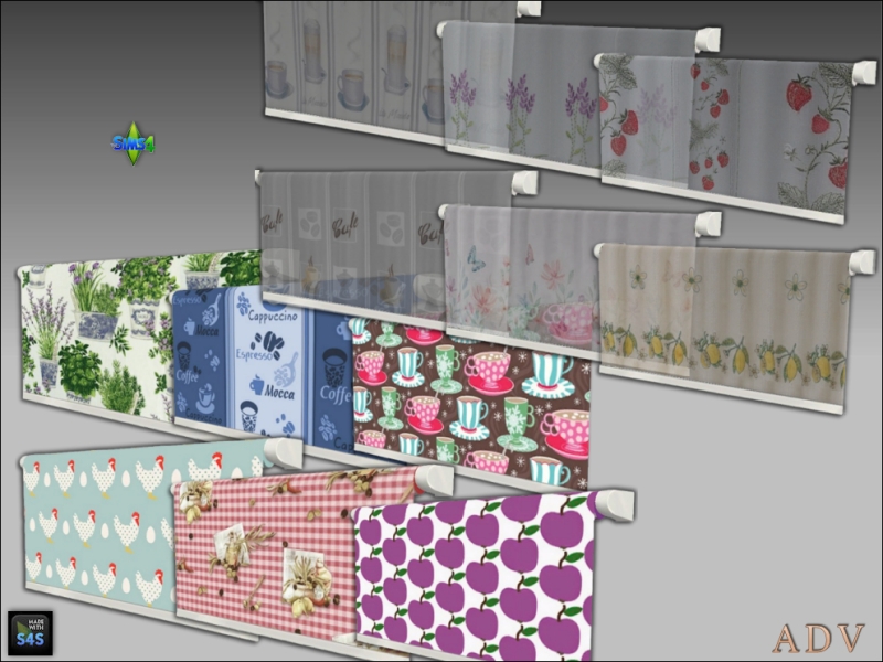 Alpha Kitchen curtains by artedellavita_mabra - The Sims 4 Custom Content