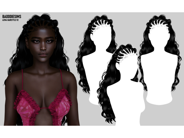 Mix BADDDIESIMS AZMA HAIRSTYLE V2 - The Sims 4 Custom Content