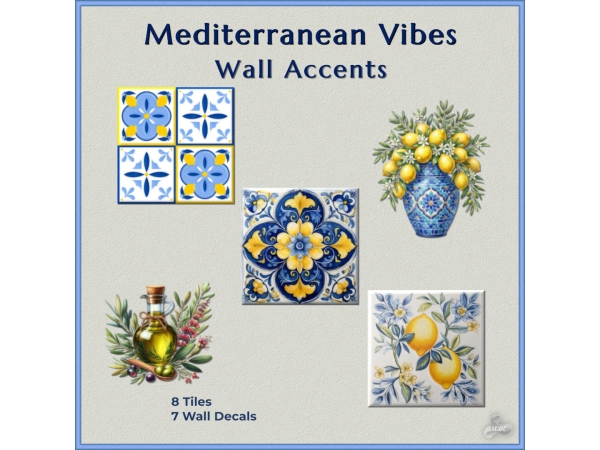 Maxis Match Mediterranean Vibes Wall Accents - The Sims 4 Custom Content