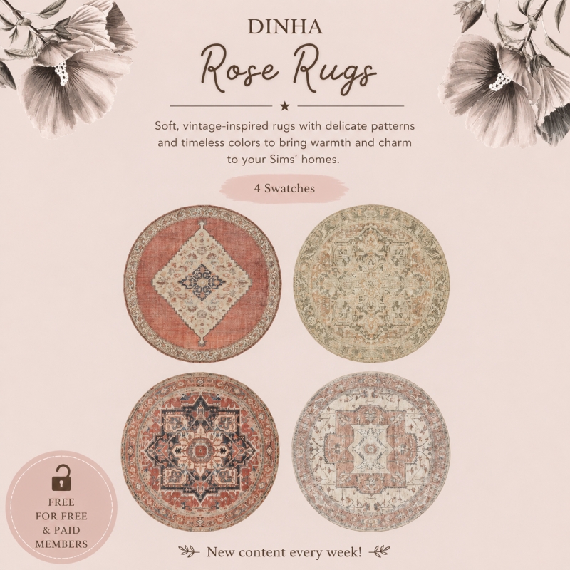 Alpha Rose Rugs by dinhagamer - The Sims 4 Custom Content