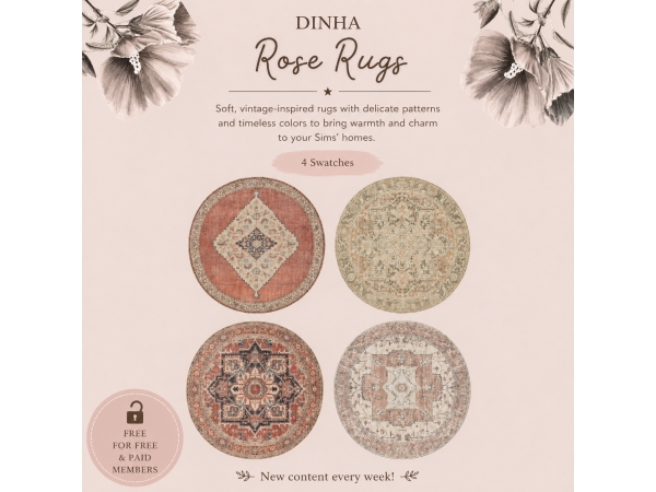 Alpha Rose Rugs - The Sims 4 Custom Content