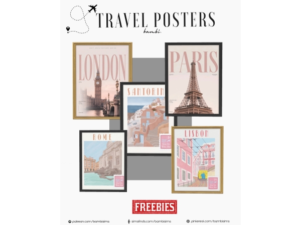 Alpha travel posters ( freebies ) - The Sims 4 Custom Content