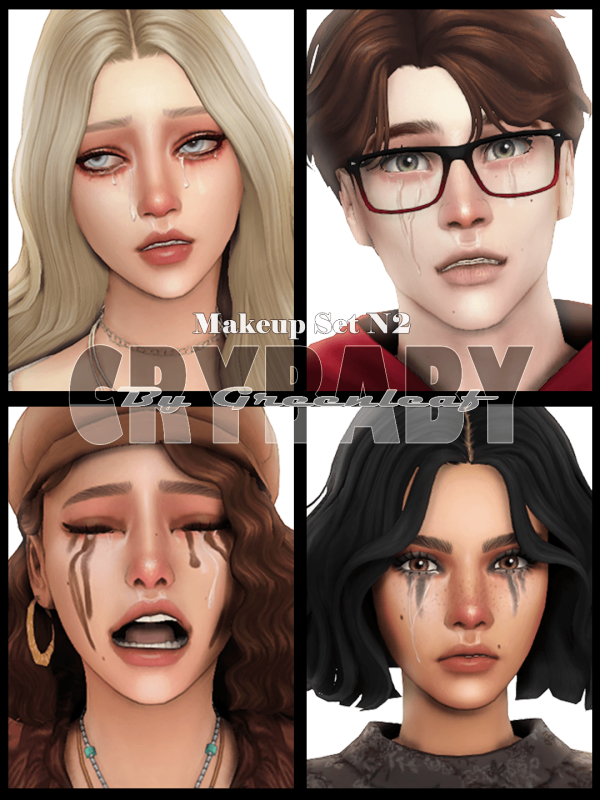 Mix [Greenleaf] Crybaby Makeup ste N2 by simsfinds - The Sims 4 Custom Content