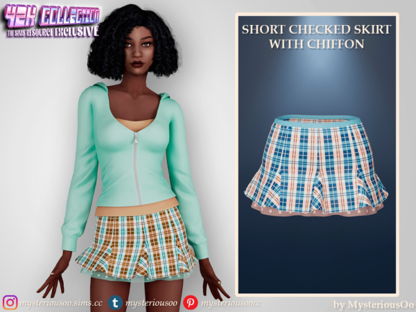Alpha Y2K Short checked skirt with chiffon by MysteriousOo - The Sims 4 Custom Content