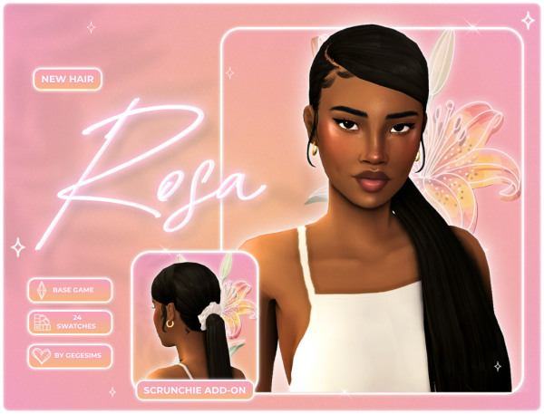 Maxis Match GegeSims Rosa Hair by simsfinds - The Sims 4 Custom Content
