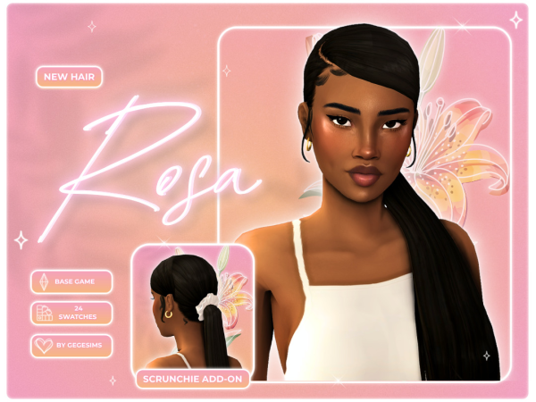 Maxis Match GegeSims Rosa Hair by GegeSims - The Sims 4 Custom Content