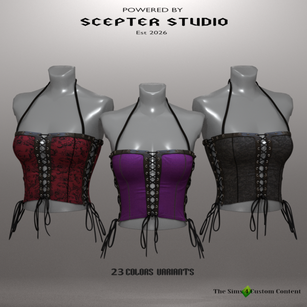 Alpha Luna Lace up Halter by scepterstudio - The Sims 4 Custom Content
