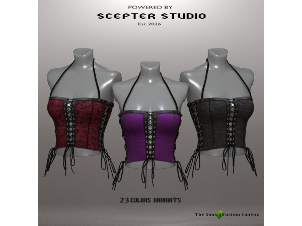 Alpha Luna Lace up Halter by Scepter - The Sims 4 Custom Content