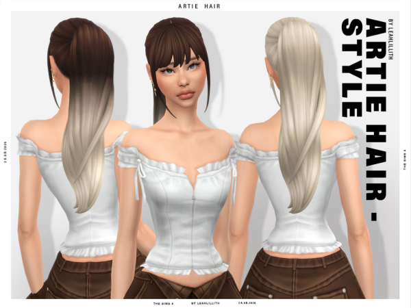Maxis Match Artie High Ponytail Hairstyle by Leah_Lillith - The Sims 4 Custom Content