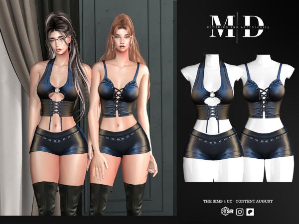 Mix Jeyssel Set Leather Corset Top and Minishort - The Sims 4 Custom Content