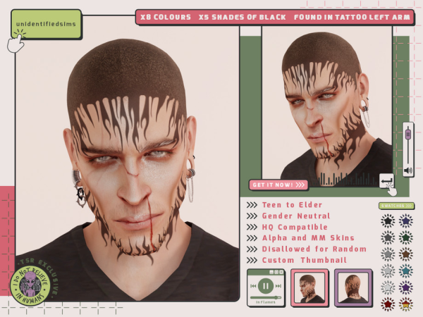 Mix In Flames Tattoo - The Sims 4 Custom Content