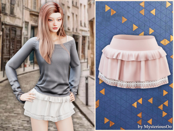 Alpha Ruffle lace mini skirt by thesimsresource - The Sims 4 Custom Content