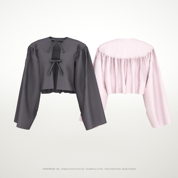 Alpha Tie Front Cropped Blouse by simsfinds - The Sims 4 Custom Content