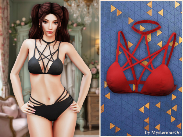 Alpha Strappy bikini top by MysteriousOo - The Sims 4 Custom Content