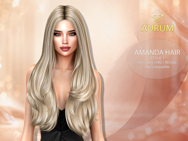 Alpha Aurum Amanda Hair Style 1 - The Sims 4 Custom Content