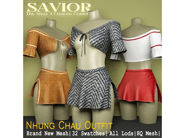 Alpha Svr_Nhung 'Chau Top Skirt (Outfit) - The Sims 4 Custom Content