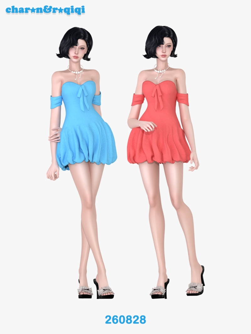 Mix [charonroqiqi]260828_dress by roqiqi - The Sims 4 Custom Content