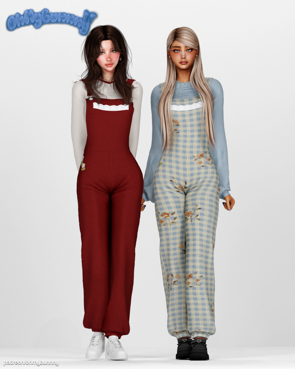 Alpha Red Means Love Overalls by ohmybunnny2 - The Sims 4 Custom Content