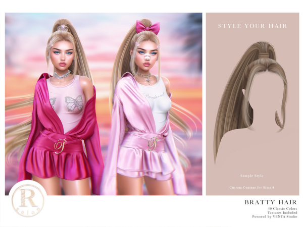 Alpha RAMA Bratty Hair by VentaStudio - The Sims 4 Custom Content