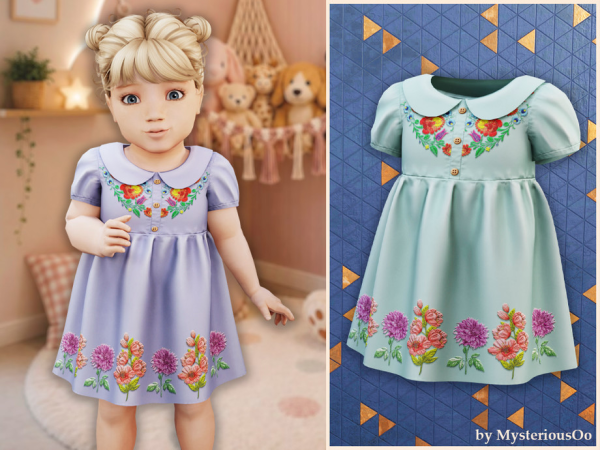 Alpha Infant Summer floral embroidery dress by MysteriousOo - The Sims 4 Custom Content