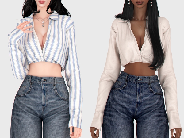 Alpha Ava Open Shirt - The Sims 4 Custom Content
