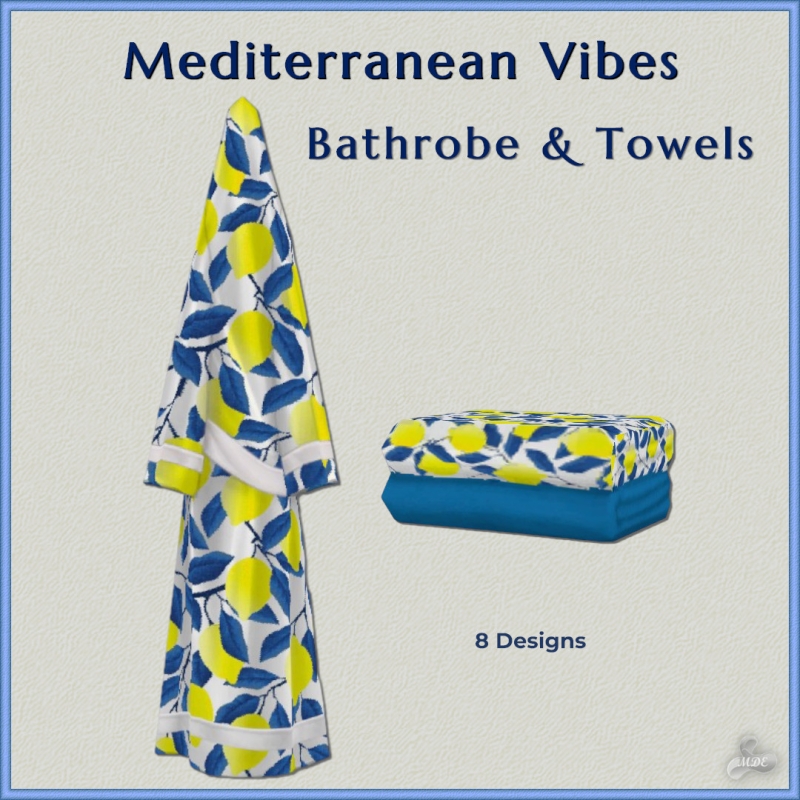 Maxis Match Mediterranean Vibes Bath Robe Towels by mde - The Sims 4 Custom Content