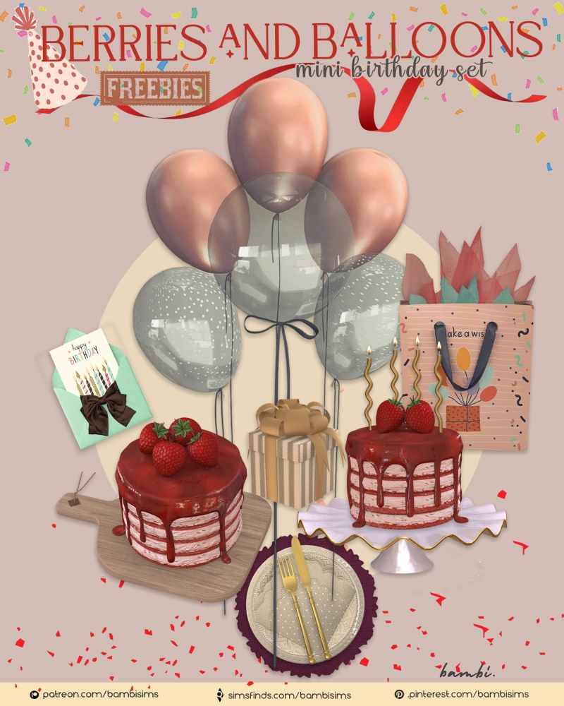 Alpha berries and balloons ( freebies ) by bambisims - The Sims 4 Custom Content