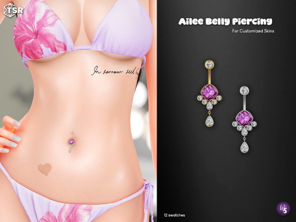 Alpha Ailee Belly Button Piercing by WisteriaSims - The Sims 4 Custom Content