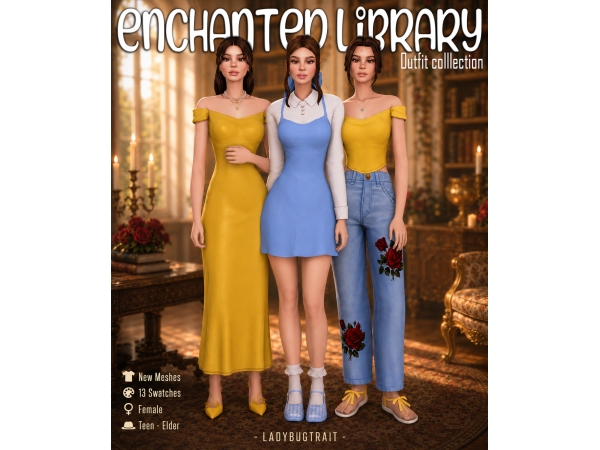 Maxis Match Enchanted Library The outfit Collection Ladybug EARLY ACCESS - The Sims 4 Custom Content