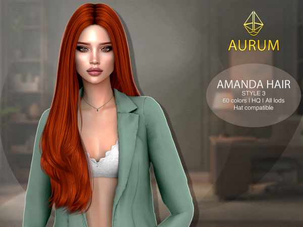 Alpha Aurum Amanda Hair Style 3 - The Sims 4 Custom Content