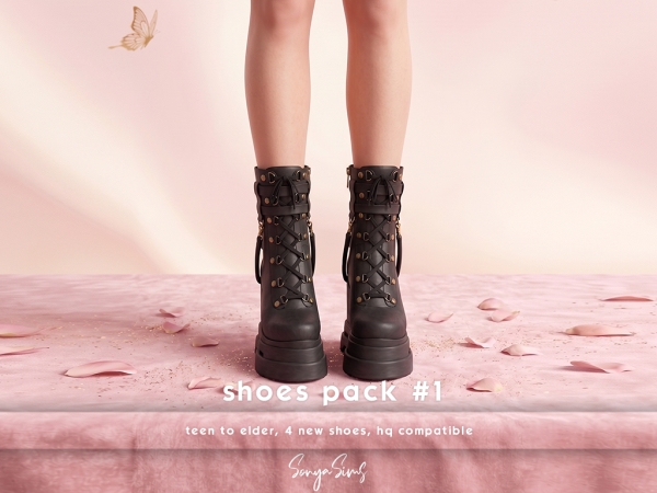 Alpha Badass Black Platform Boots (Siren) Shoes Pack 1 - The Sims 4 Custom Content