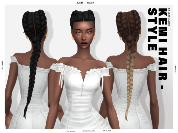 Maxis Match Kemi Long Braid Hairstyle by Leah_Lillith - The Sims 4 Custom Content
