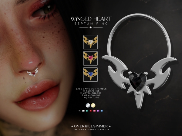 Alpha Winged heart septum ring - The Sims 4 Custom Content