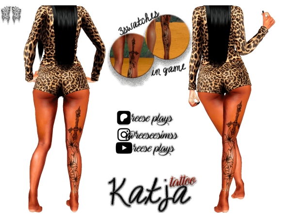 Alpha Katja Leg Tattoo - The Sims 4 Custom Content