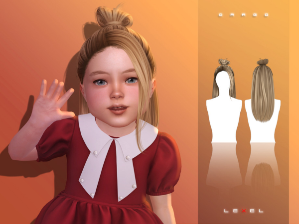 Alpha LEXEL Drago toddler long updo with bun - The Sims 4 Custom Content