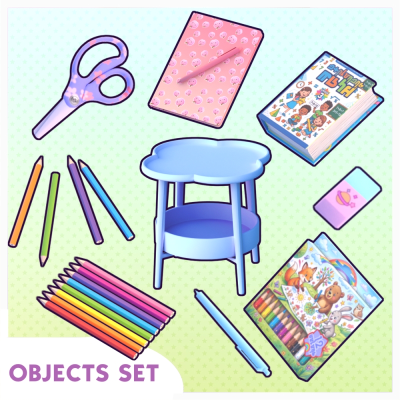 Maxis Match Pastel Study Corner Decor Pack by lunoluma - The Sims 4 Custom Content